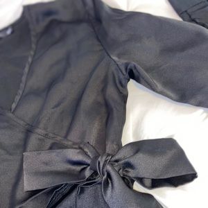 Missguided Black Satin Wrap Blouse